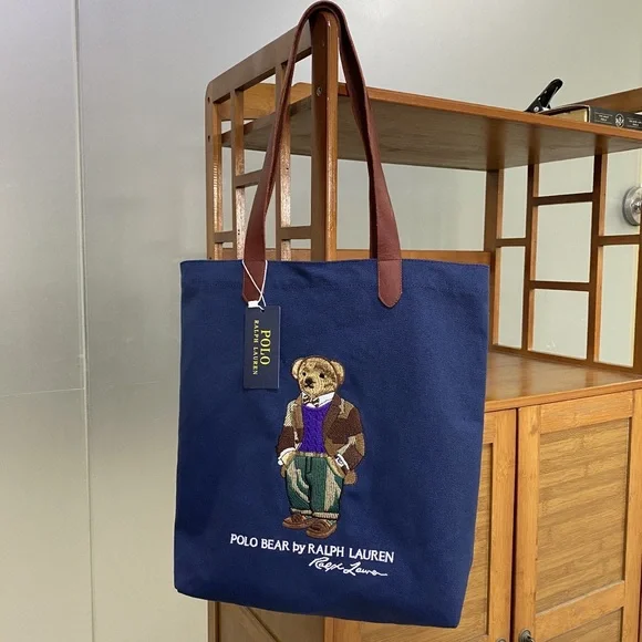 Polo by Ralph Lauren Navy Tote Bag Bear Embroidered - Picture 7 of 7